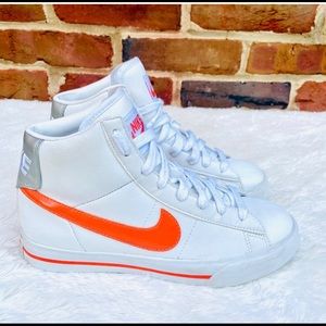 Nike White Orange Classic Blazer High Top Sneakers
